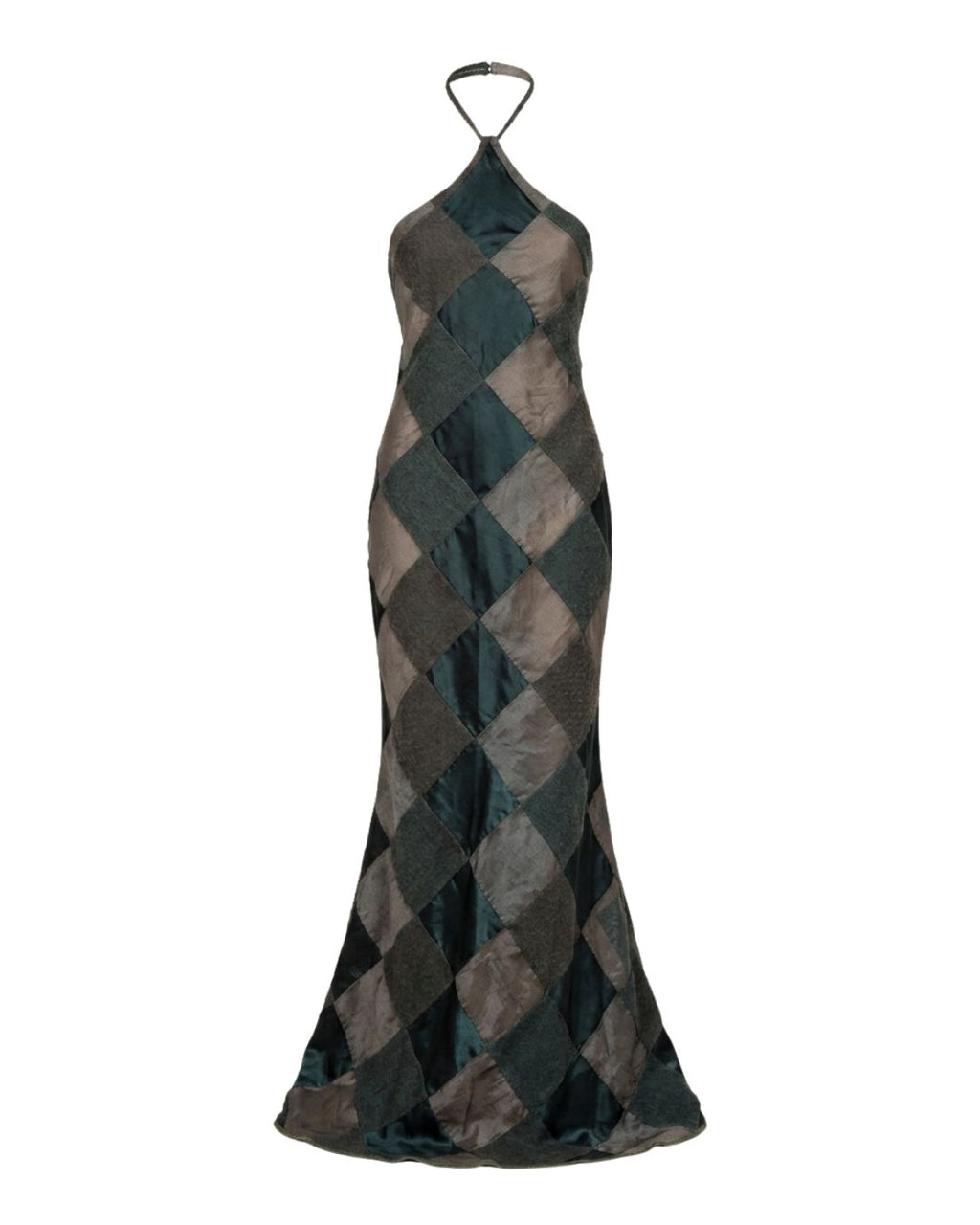 Victorio & Lucchino Sevilla 1990s Green Patchwork Gala Gown