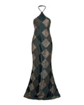 Victorio & Lucchino Sevilla 1990s Green Patchwork Gala Gown