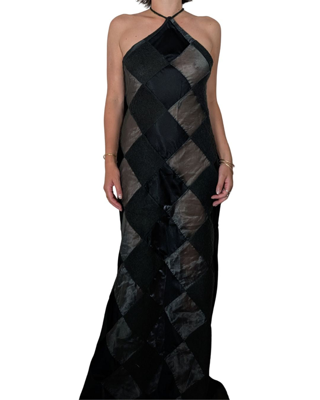 Victorio & Lucchino Sevilla 1990s Green Patchwork Gala Gown