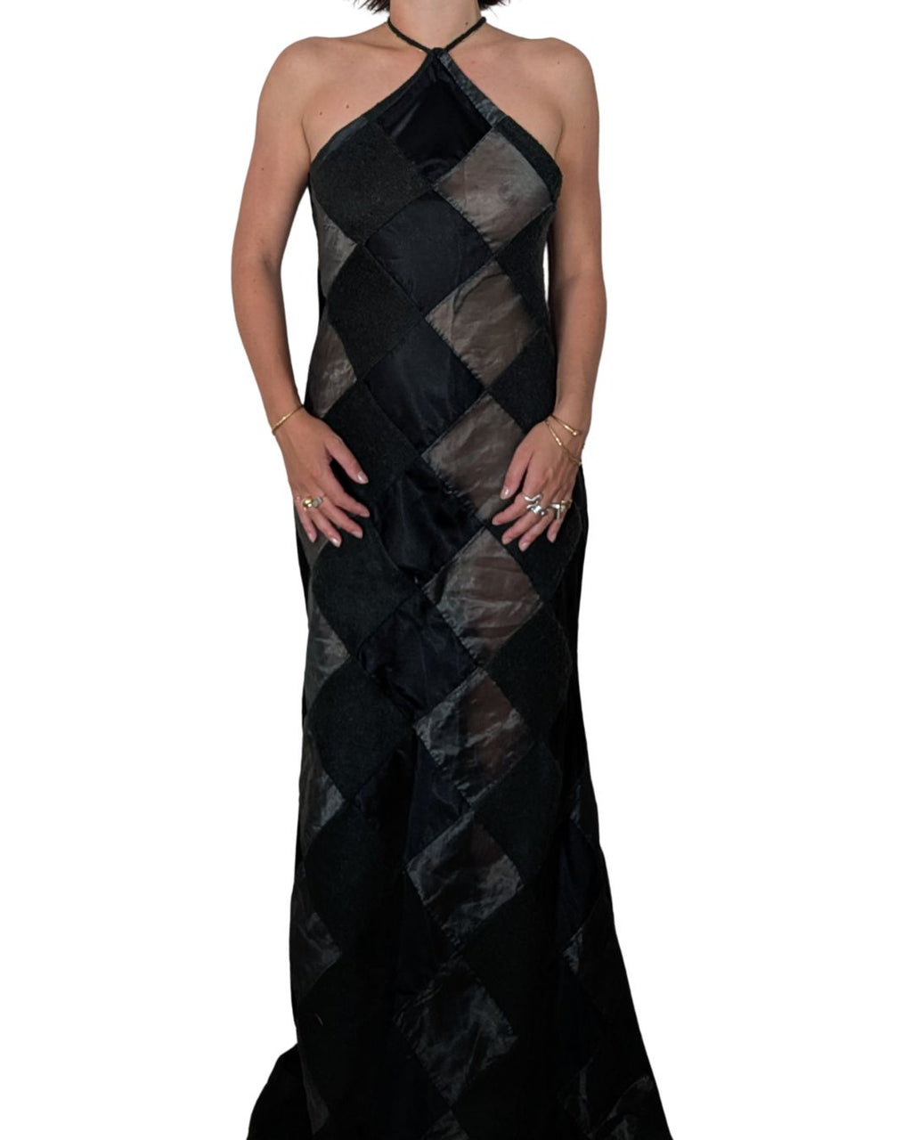 Victorio & Lucchino Sevilla 1990s Green Patchwork Gala Gown