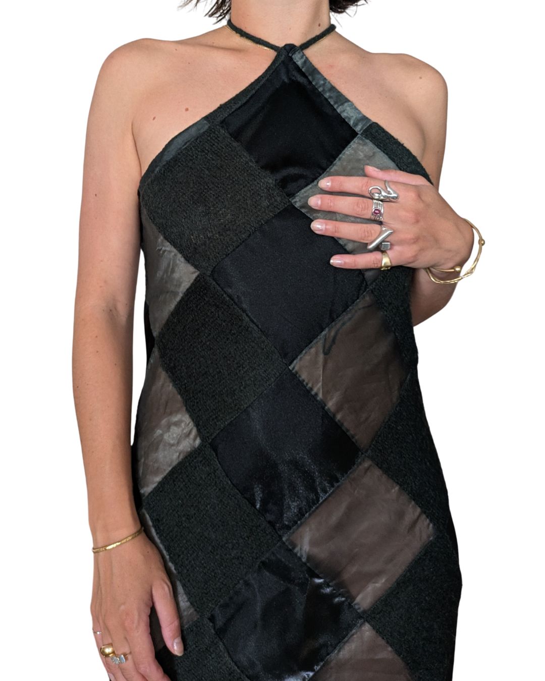 Victorio & Lucchino Sevilla 1990s Green Patchwork Gala Gown