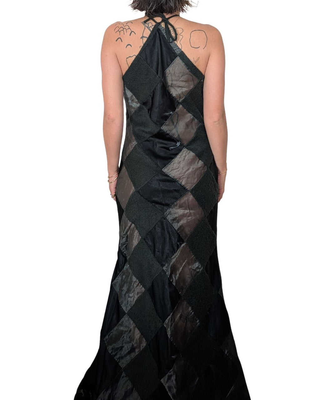 Victorio & Lucchino Sevilla 1990s Green Patchwork Gala Gown