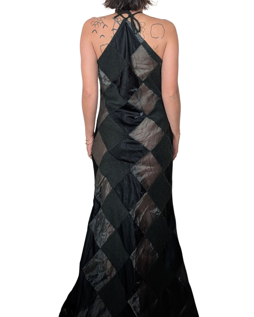Victorio & Lucchino Sevilla 1990s Green Patchwork Gala Gown