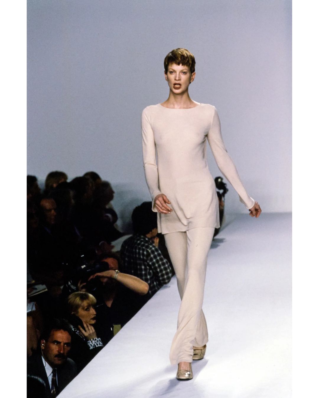 Calvin Klein Collection Spring/Summer 1996 Runway Sheer White Tunic Dress