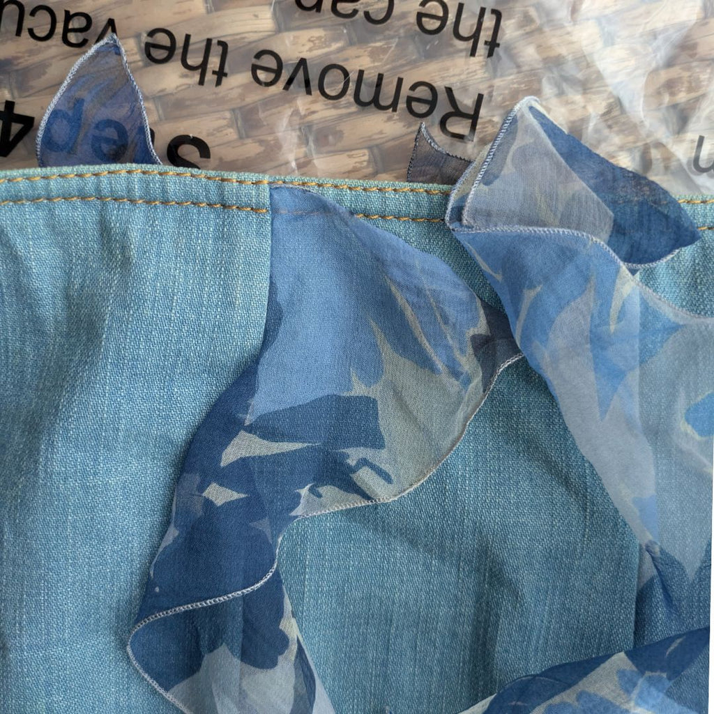 Christian Dior by John Galliano Spring/Summer 2002 Denim & Silk Ruffle Mini Skirt