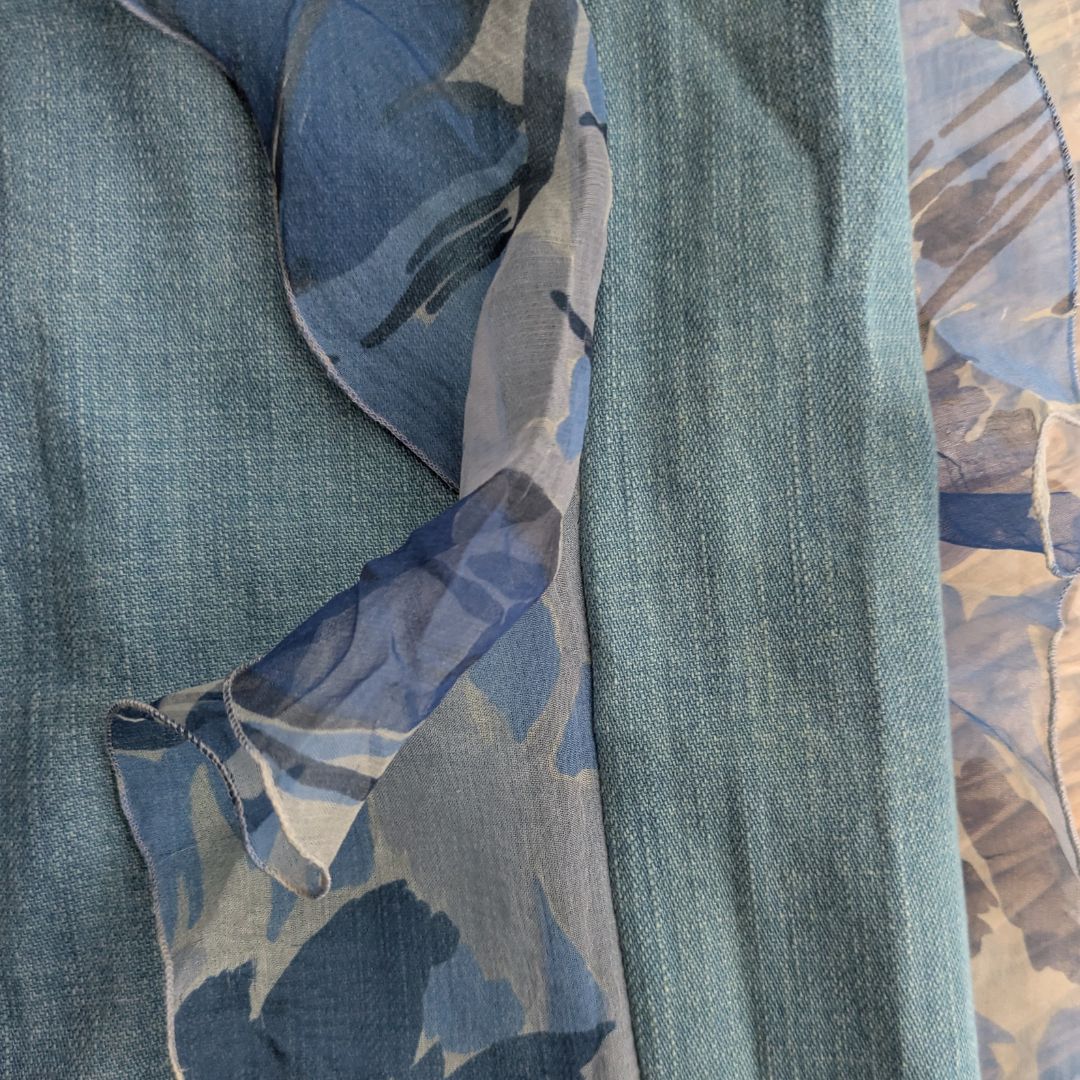 Christian Dior by John Galliano Spring/Summer 2002 Denim & Silk Ruffle Mini Skirt