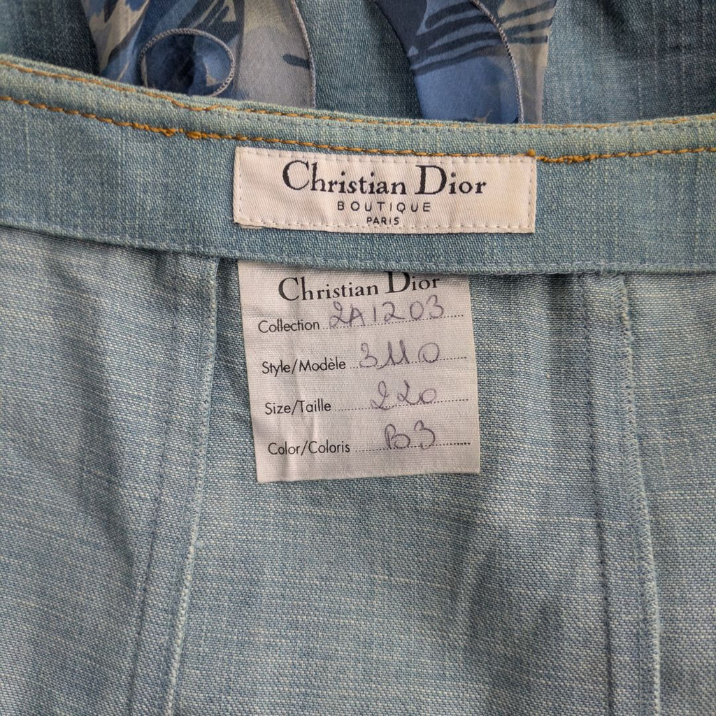 Christian Dior by John Galliano Spring/Summer 2002 Denim & Silk Ruffle Mini Skirt