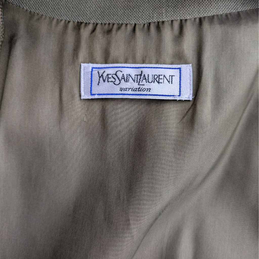 Yves Saint Laurent Variation 1980s Khaki Safari-Style Midi Dress