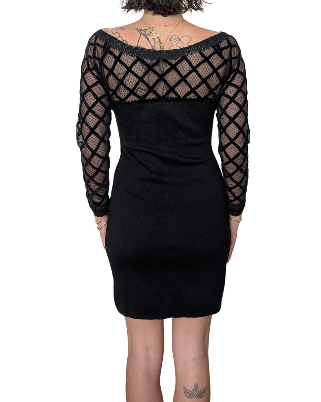 Christian Lacroix Fall/Winter 1988 Runway Mesh & Embroidered Flower Mini Dress