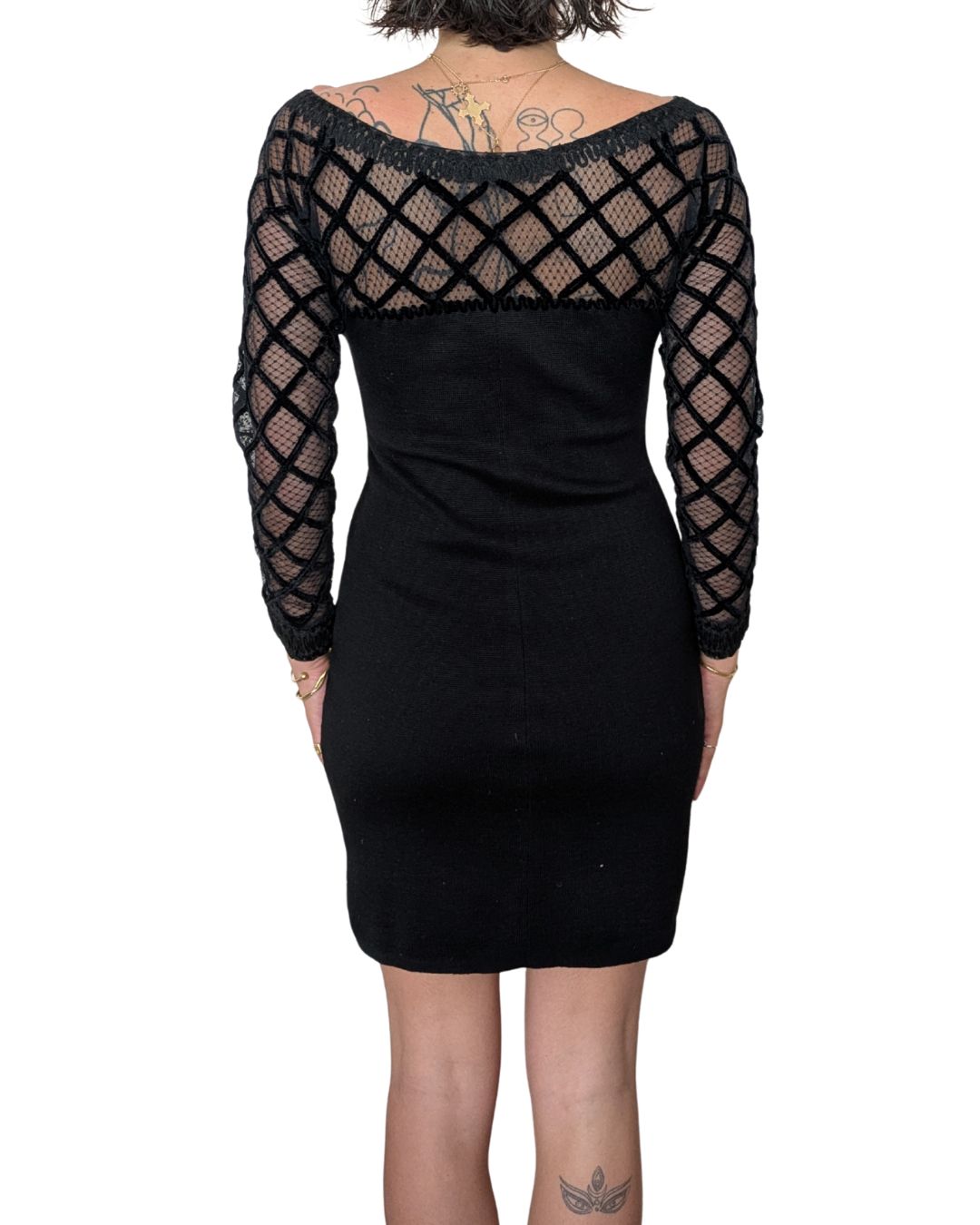 Christian Lacroix Fall/Winter 1988 Runway Mesh & Embroidered Flower Mini Dress