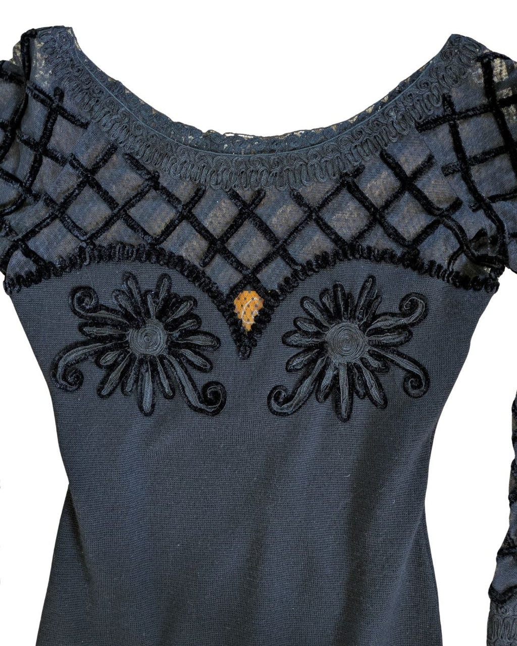 Christian Lacroix Fall/Winter 1988 Runway Mesh & Embroidered Flower Mini Dress