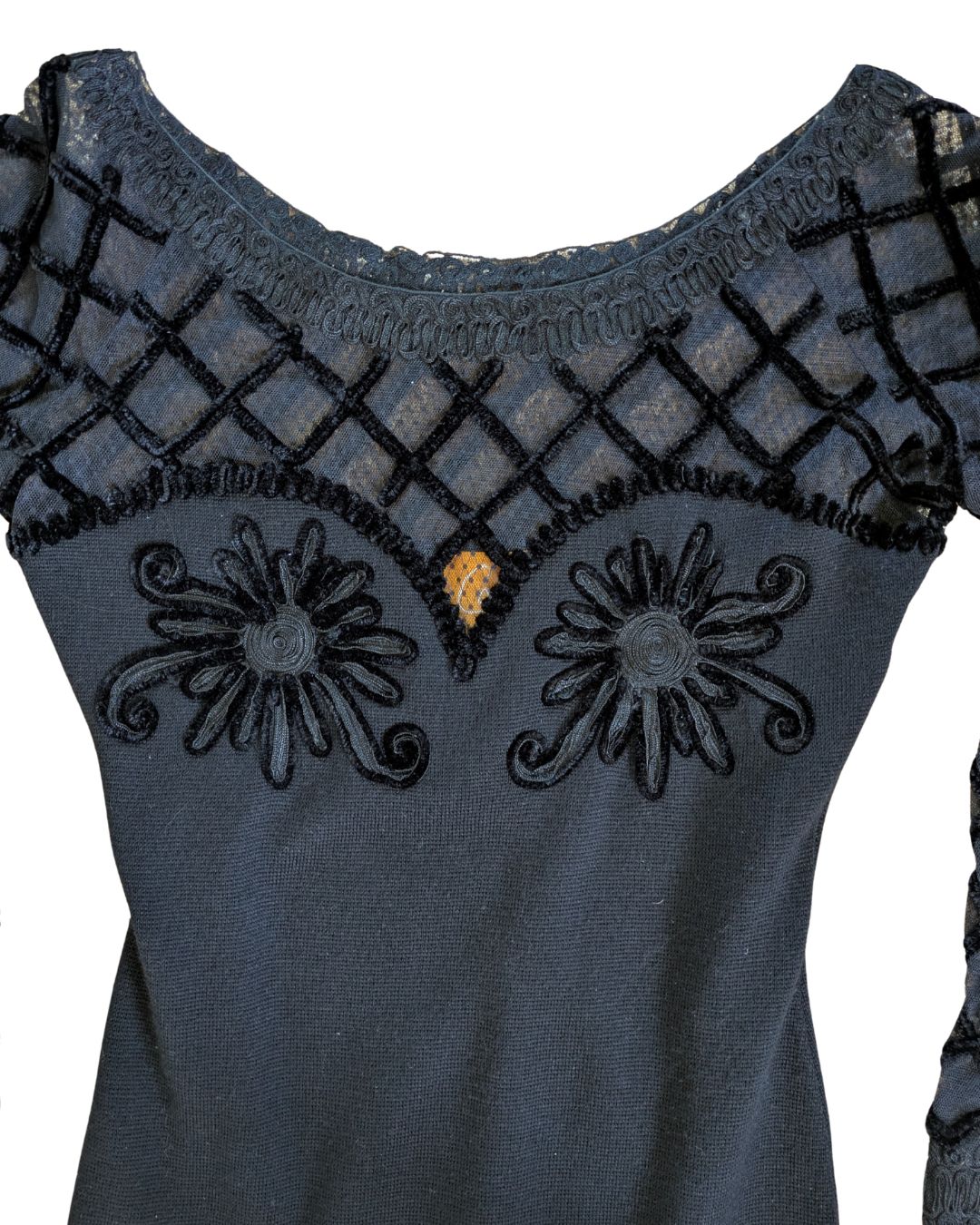 Christian Lacroix Fall/Winter 1988 Runway Mesh & Embroidered Flower Mini Dress