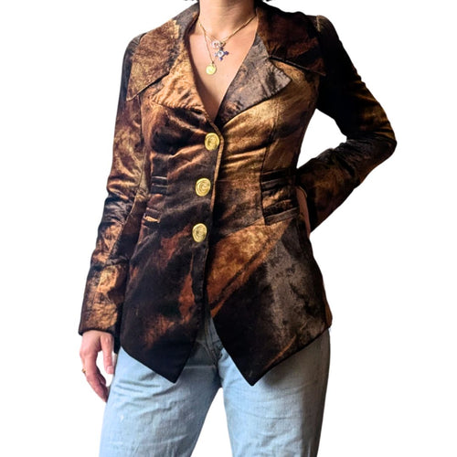 Carven Haute Couture Early 2000s Printed Velvet Jacket