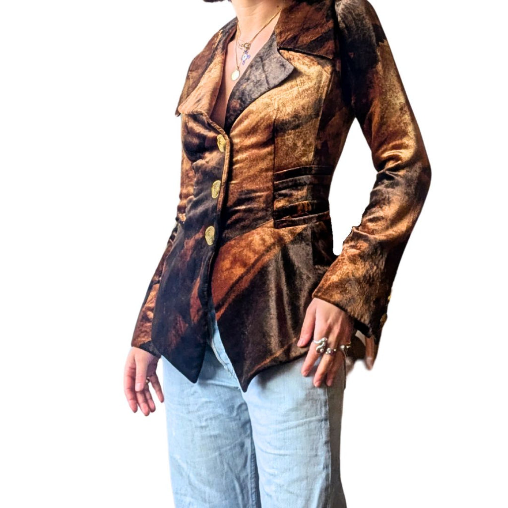 Carven Haute Couture Early 2000s Printed Velvet Jacket