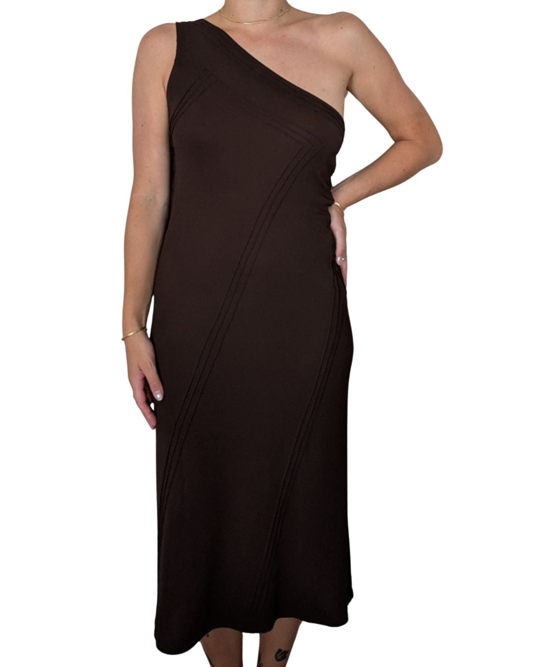 Donna Karan New York Spring/Summer 1997 Runway Asymmetric One-Shoulder Dress