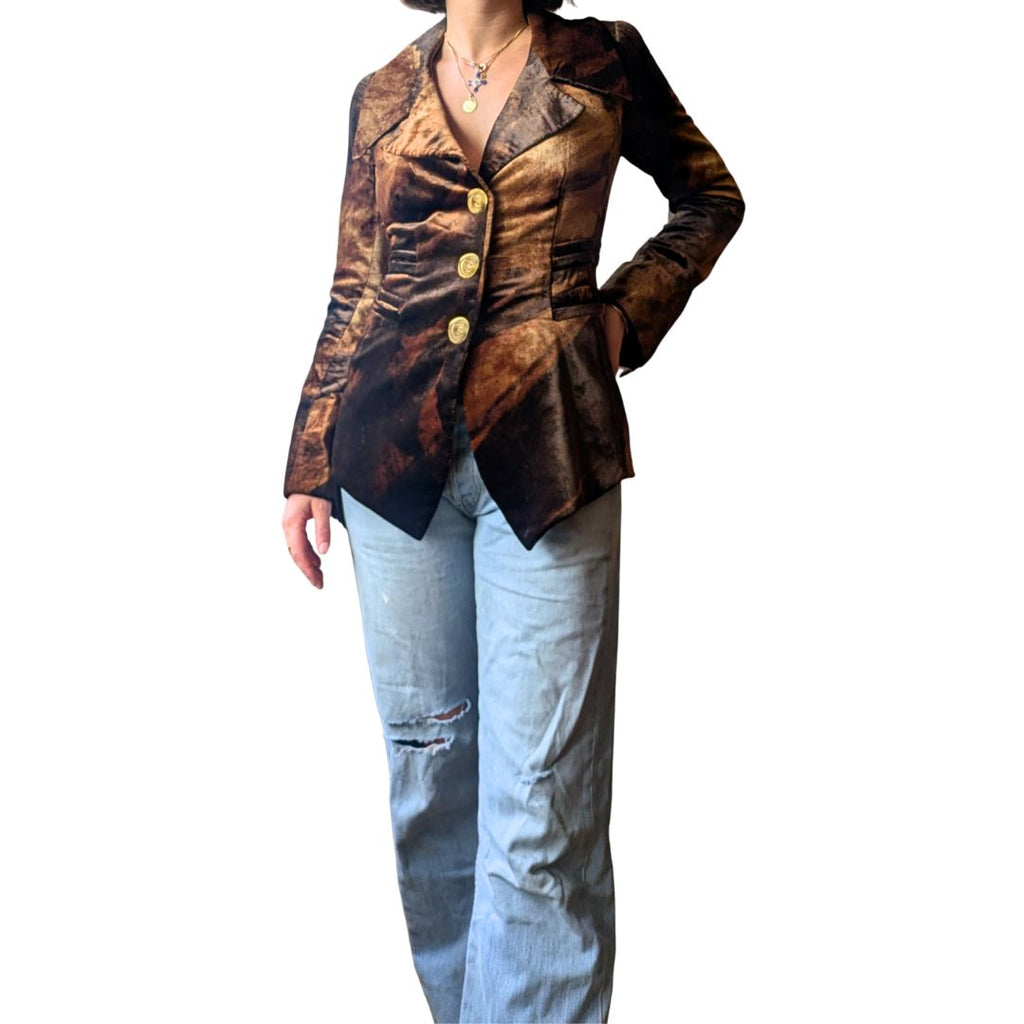 Carven Haute Couture Early 2000s Printed Velvet Jacket