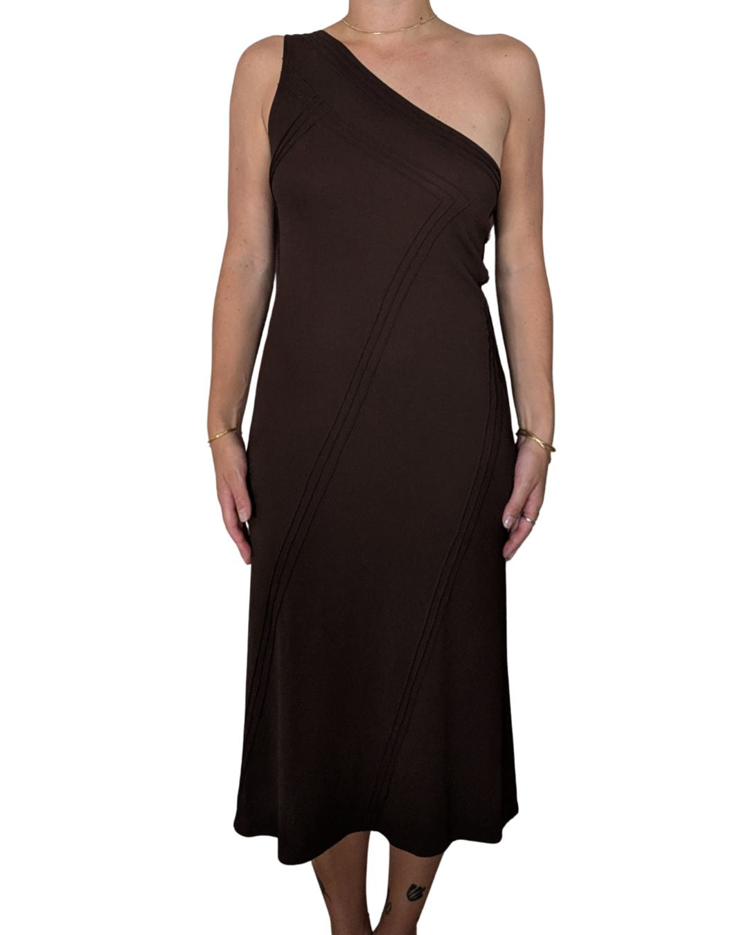 Donna Karan New York Spring/Summer 1997 Runway Asymmetric One-Shoulder Dress