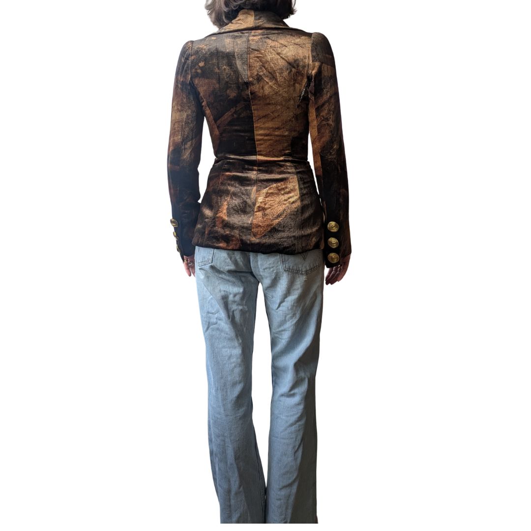 Carven Haute Couture Early 2000s Printed Velvet Jacket
