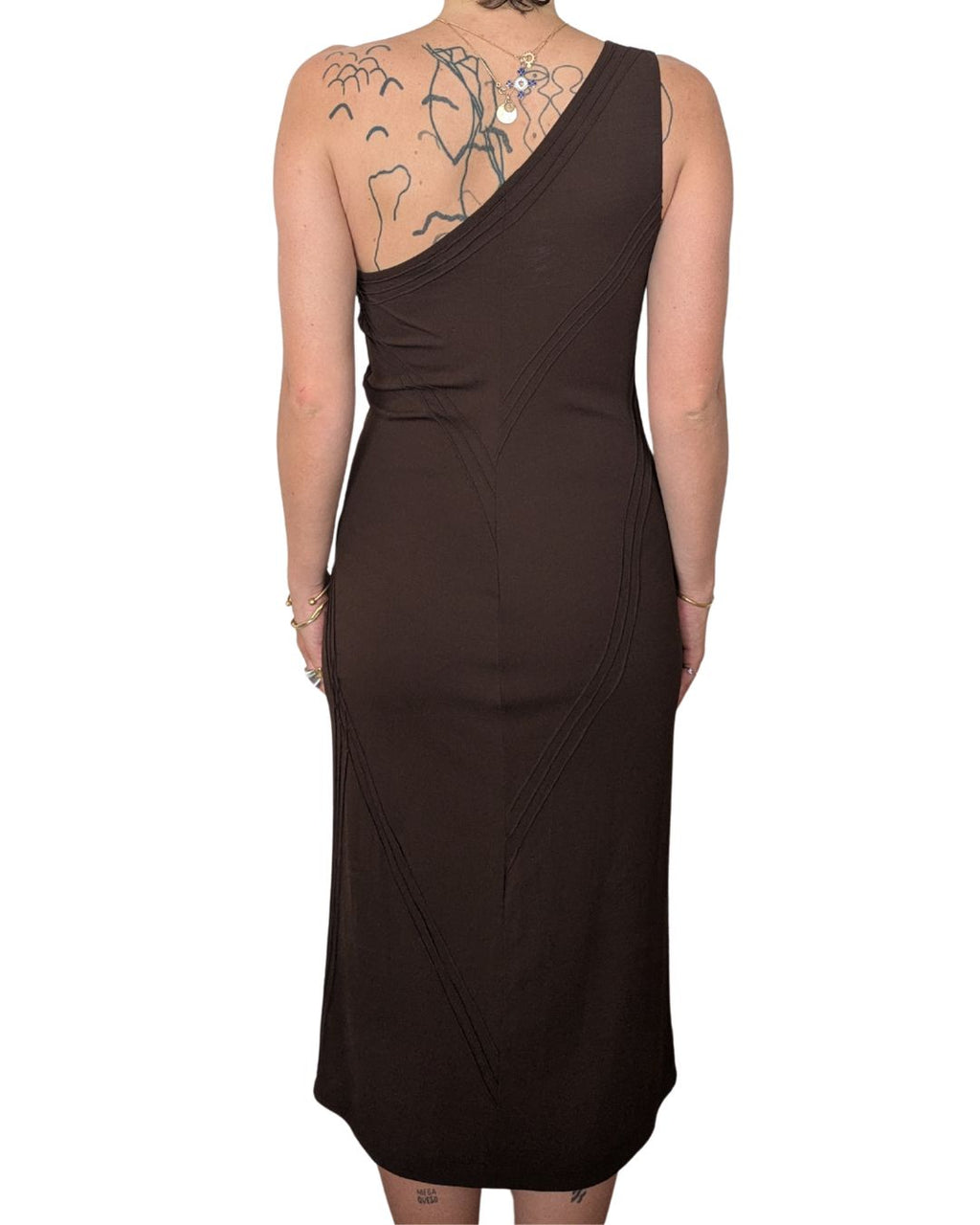 Donna Karan New York Spring/Summer 1997 Runway Asymmetric One-Shoulder Dress