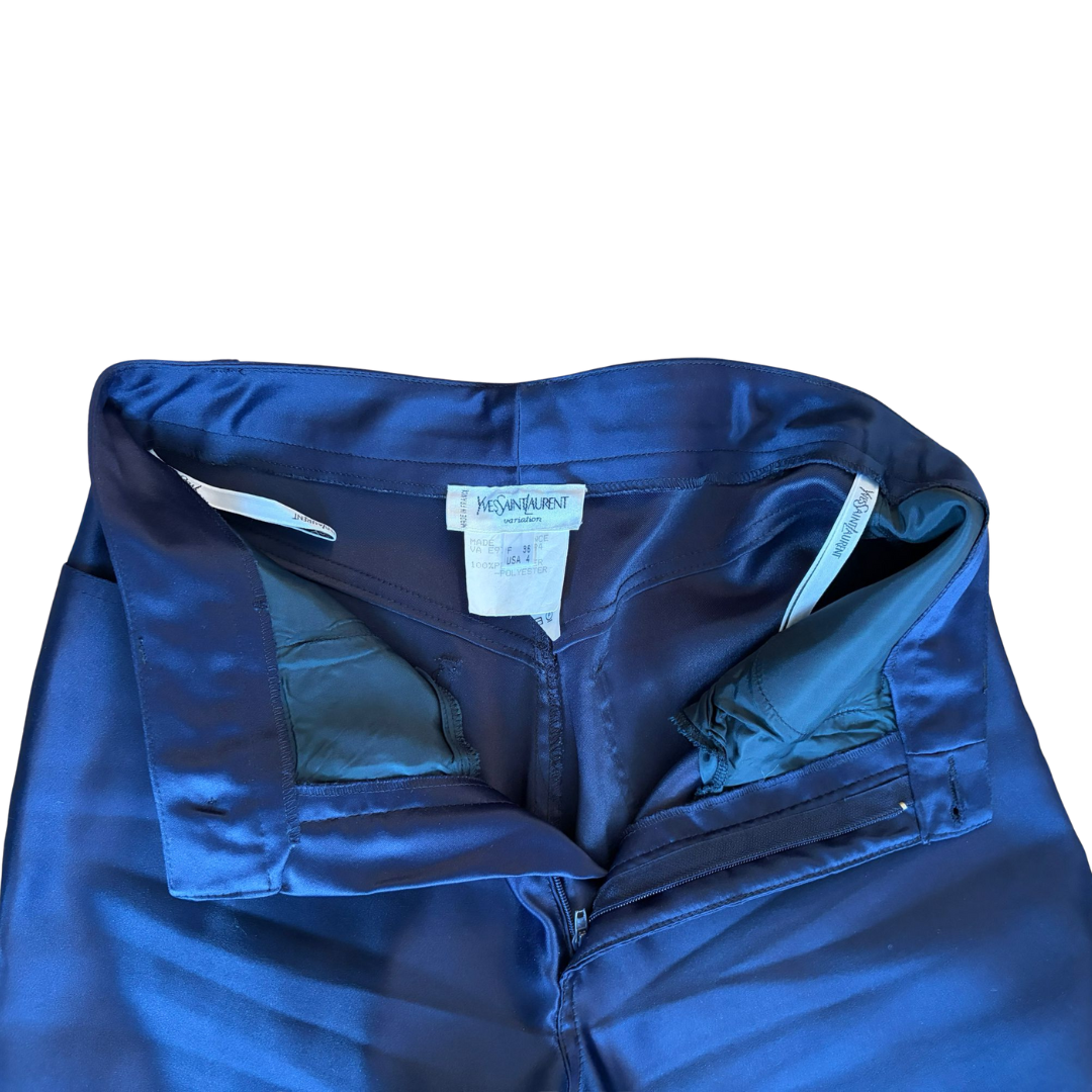 Yves Saint Laurent Variation Spring/Summer 1997 Royal Blue Satin Trousers
