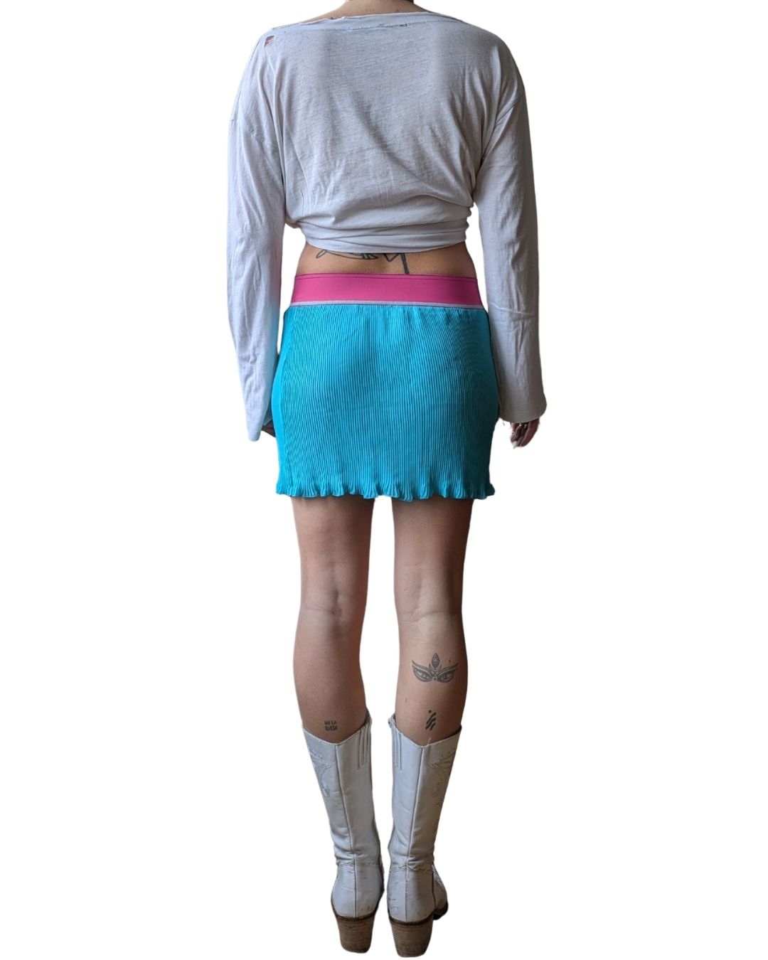 John Galliano Mare 2004-2005 Archival Color-Block Ribbed Mini Skirt