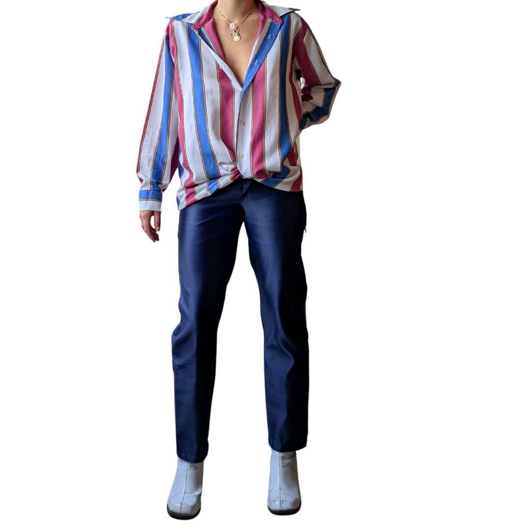 Yves Saint Laurent Variation Spring/Summer 1997 Royal Blue Satin Trousers