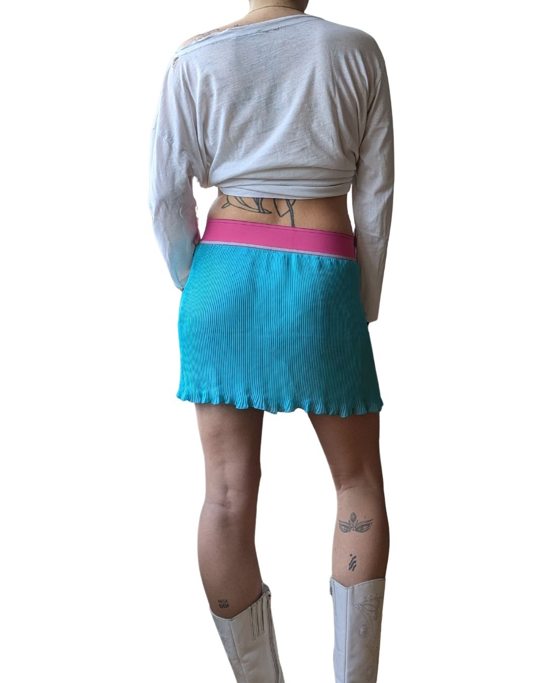 John Galliano Mare 2004-2005 Archival Color-Block Ribbed Mini Skirt