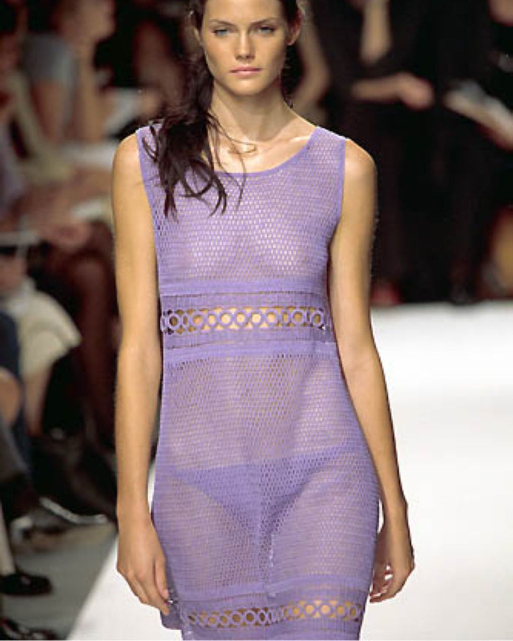 Philosophy di Alberta Ferretti Spring/Summer 2000 Runway Lilac Crocheted Cotton Dress
