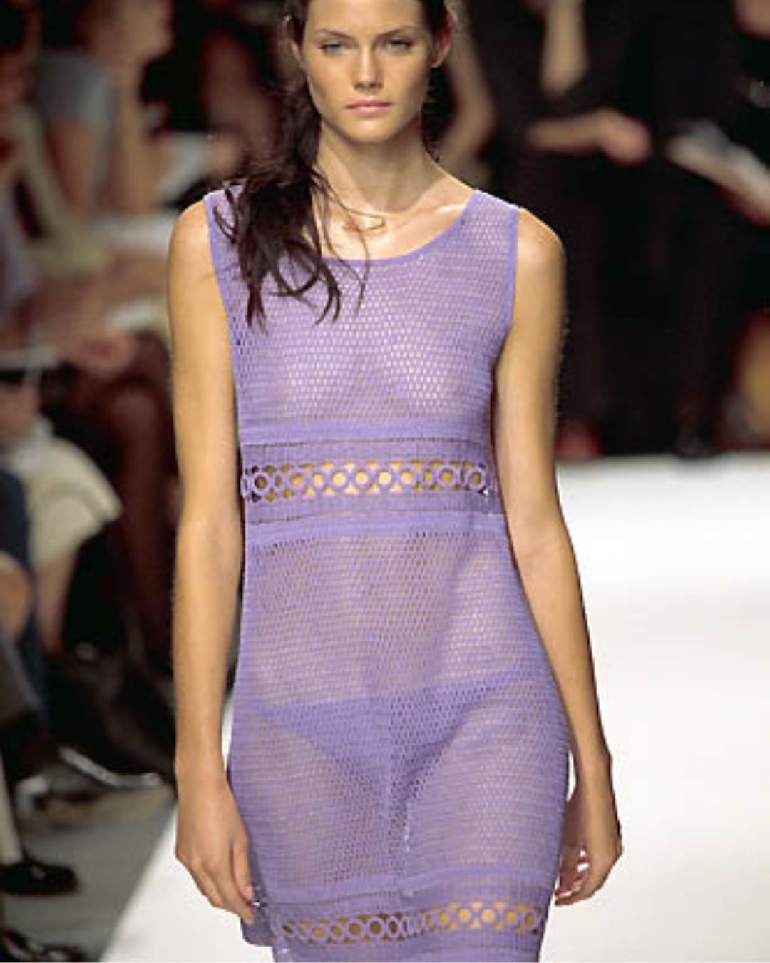 Philosophy di Alberta Ferretti Spring/Summer 2000 Runway Lilac Crocheted Cotton Dress
