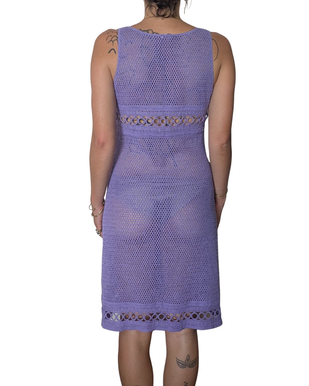 Philosophy di Alberta Ferretti Spring/Summer 2000 Runway Lilac Crocheted Cotton Dress