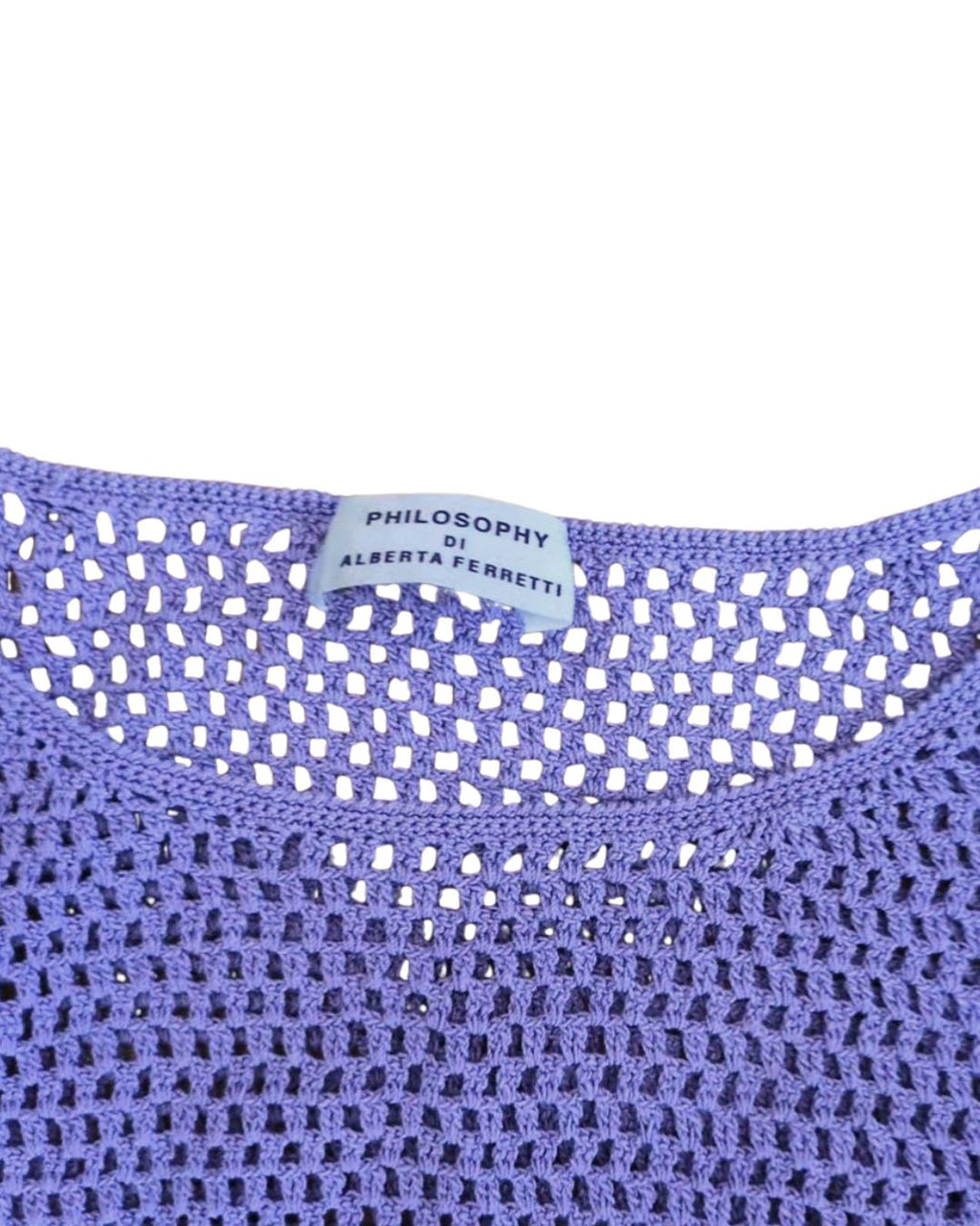 Philosophy di Alberta Ferretti Spring/Summer 2000 Runway Lilac Crocheted Cotton Dress
