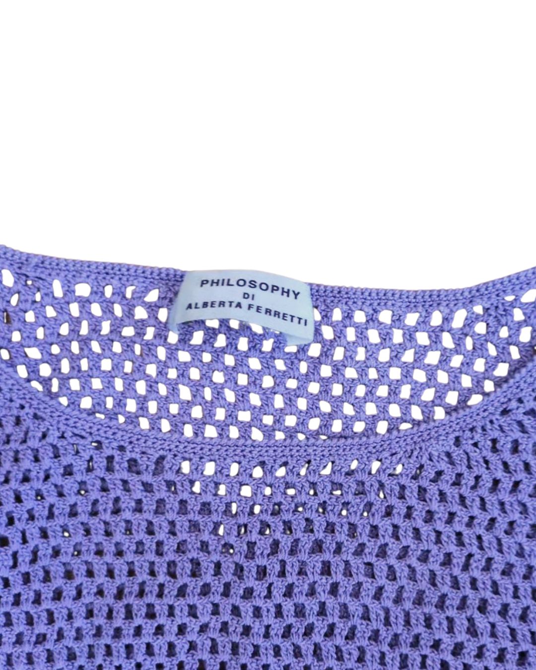 Philosophy di Alberta Ferretti Spring/Summer 2000 Runway Lilac Crocheted Cotton Dress