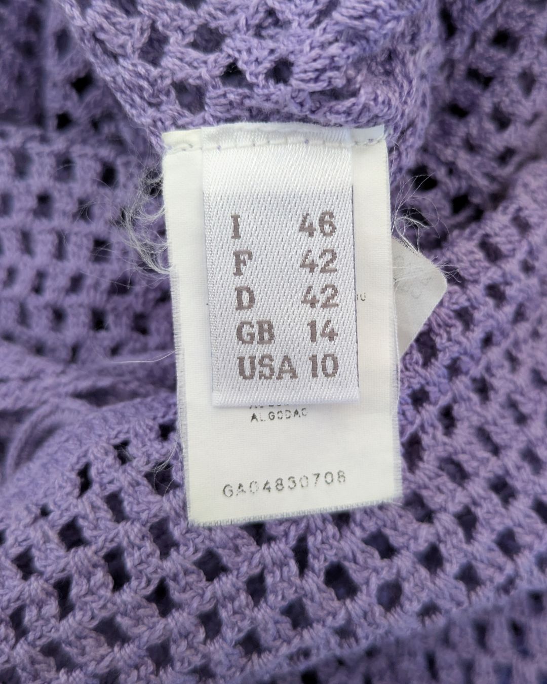 Philosophy di Alberta Ferretti Spring/Summer 2000 Runway Lilac Crocheted Cotton Dress