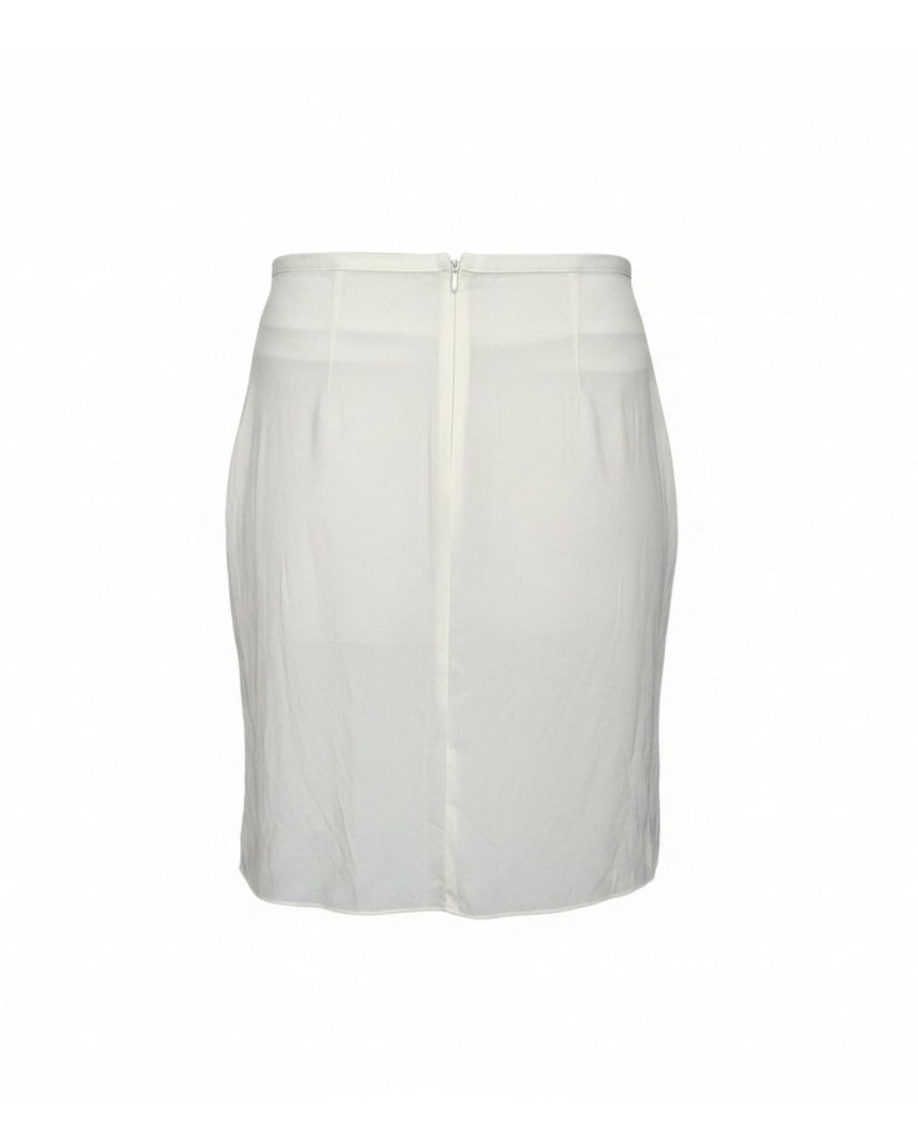 John Richmond 2000s Cream Chiffon Asymmetric Wrap Skirt — Baroque Cross Embroidery