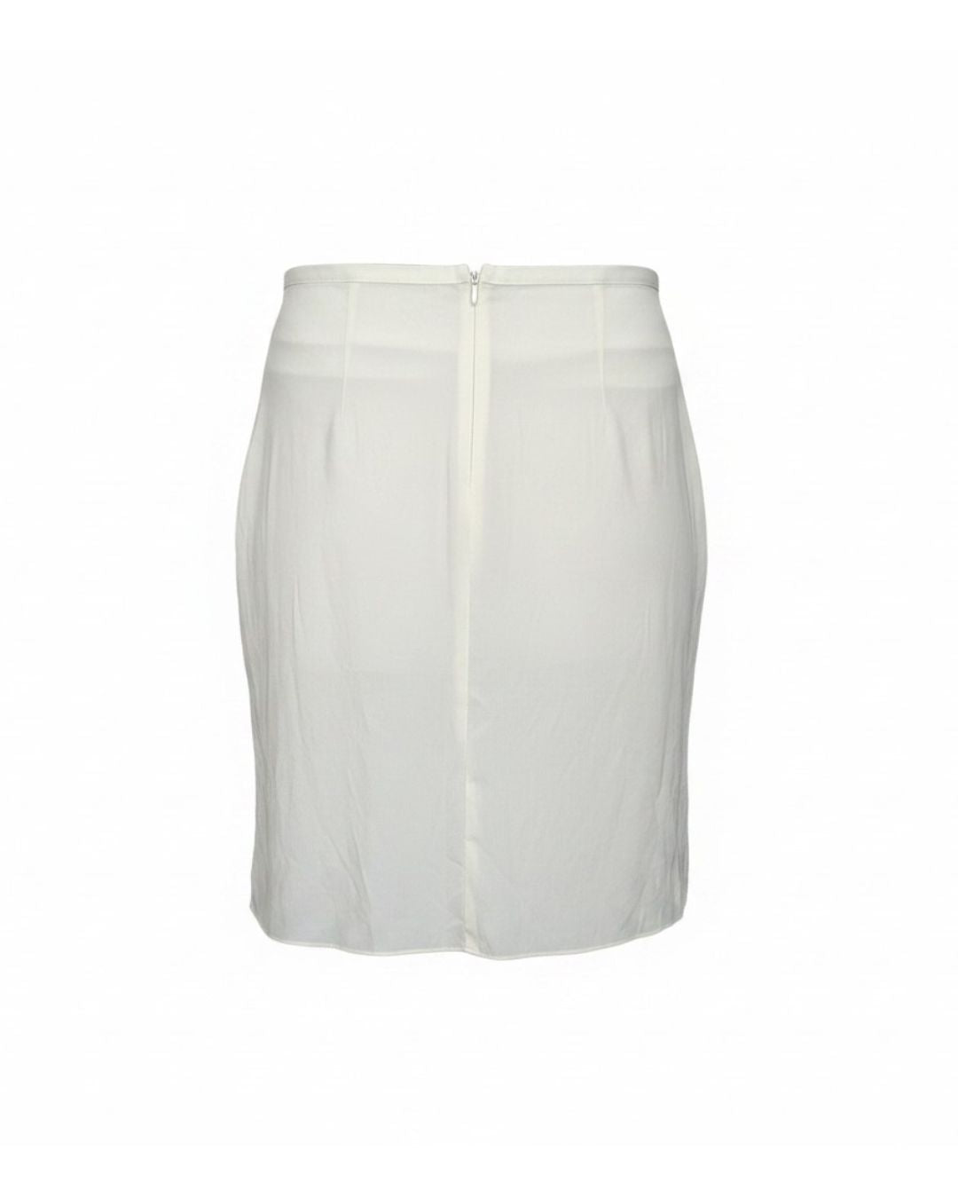 John Richmond 2000s Cream Chiffon Asymmetric Wrap Skirt — Baroque Cross Embroidery