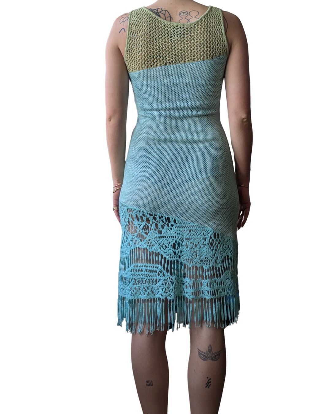 Christian Lacroix Bazar Circa 1996-97 Asymmetric Beachwear Crochet Fringe Dress