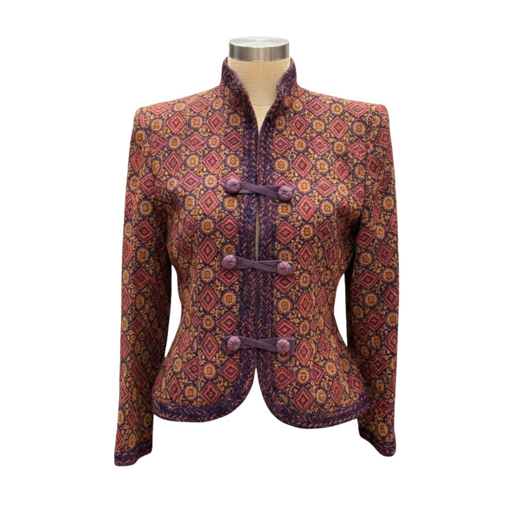 Jean-Louis Scherrer Boutique 1980s Jacquard Mao Collar Jacket