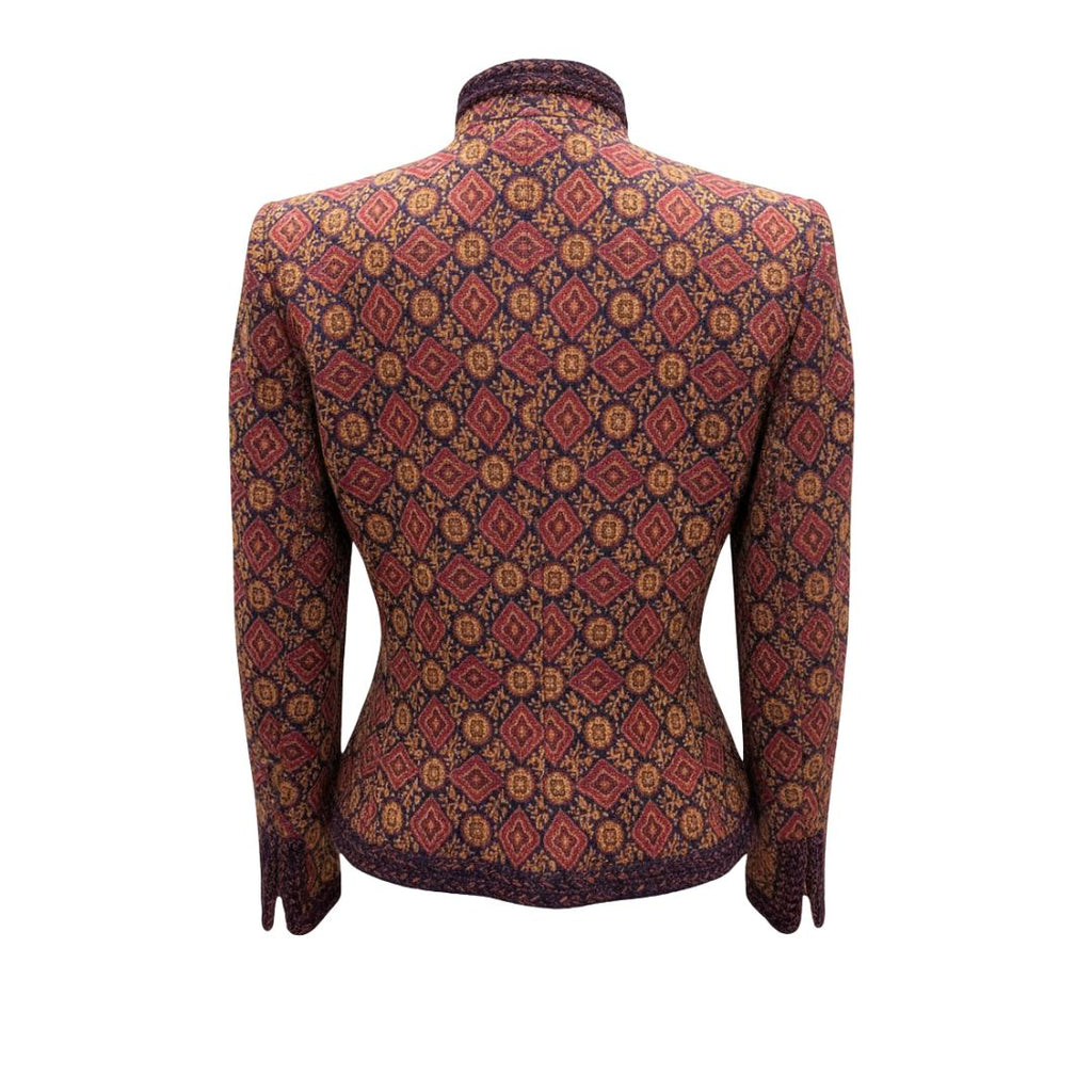 Jean-Louis Scherrer Boutique 1980s Jacquard Mao Collar Jacket