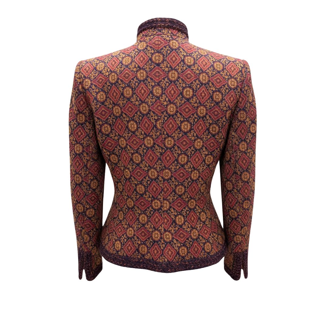 Jean-Louis Scherrer Boutique 1980s Jacquard Mao Collar Jacket