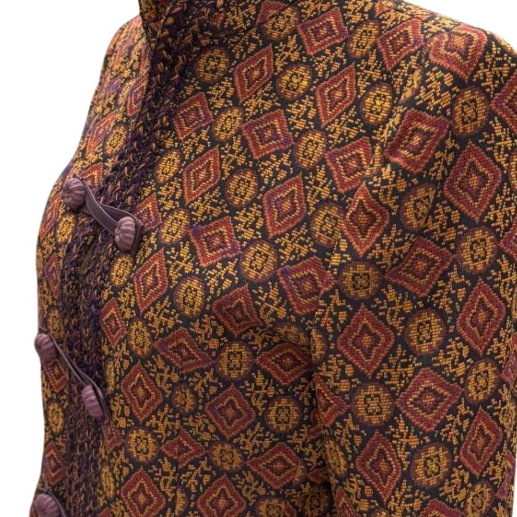 Jean-Louis Scherrer Boutique 1980s Jacquard Mao Collar Jacket