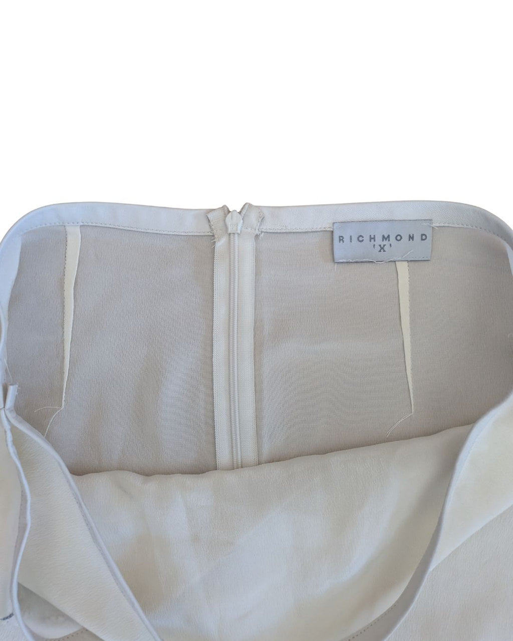 John Richmond 2000s Cream Chiffon Asymmetric Wrap Skirt — Baroque Cross Embroidery