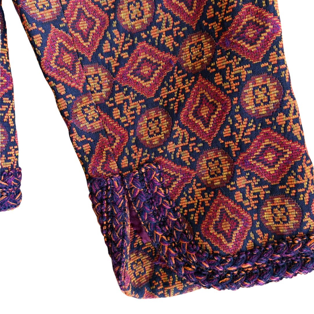 Jean-Louis Scherrer Boutique 1980s Jacquard Mao Collar Jacket