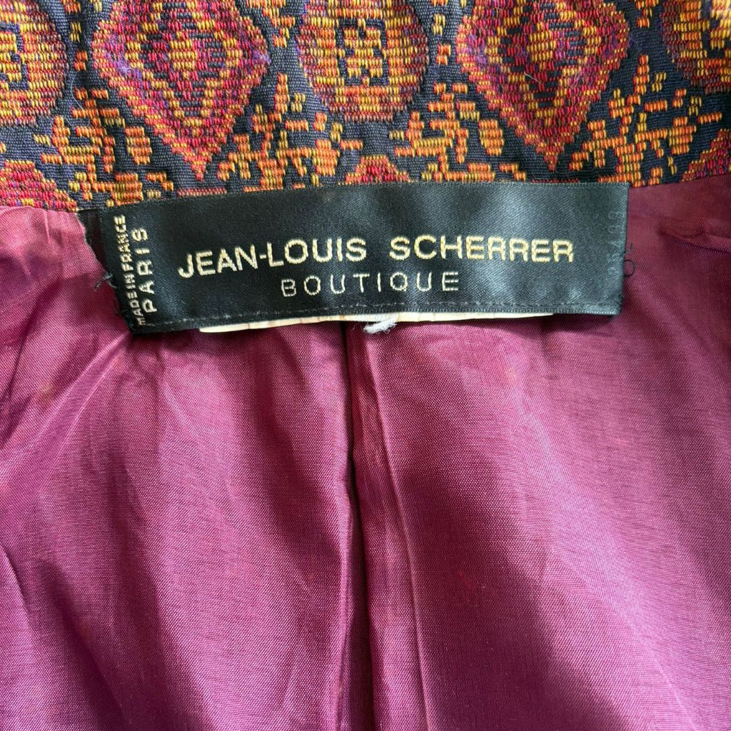 Jean-Louis Scherrer Boutique 1980s Jacquard Mao Collar Jacket