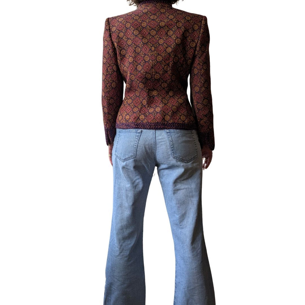 Jean-Louis Scherrer Boutique 1980s Jacquard Mao Collar Jacket