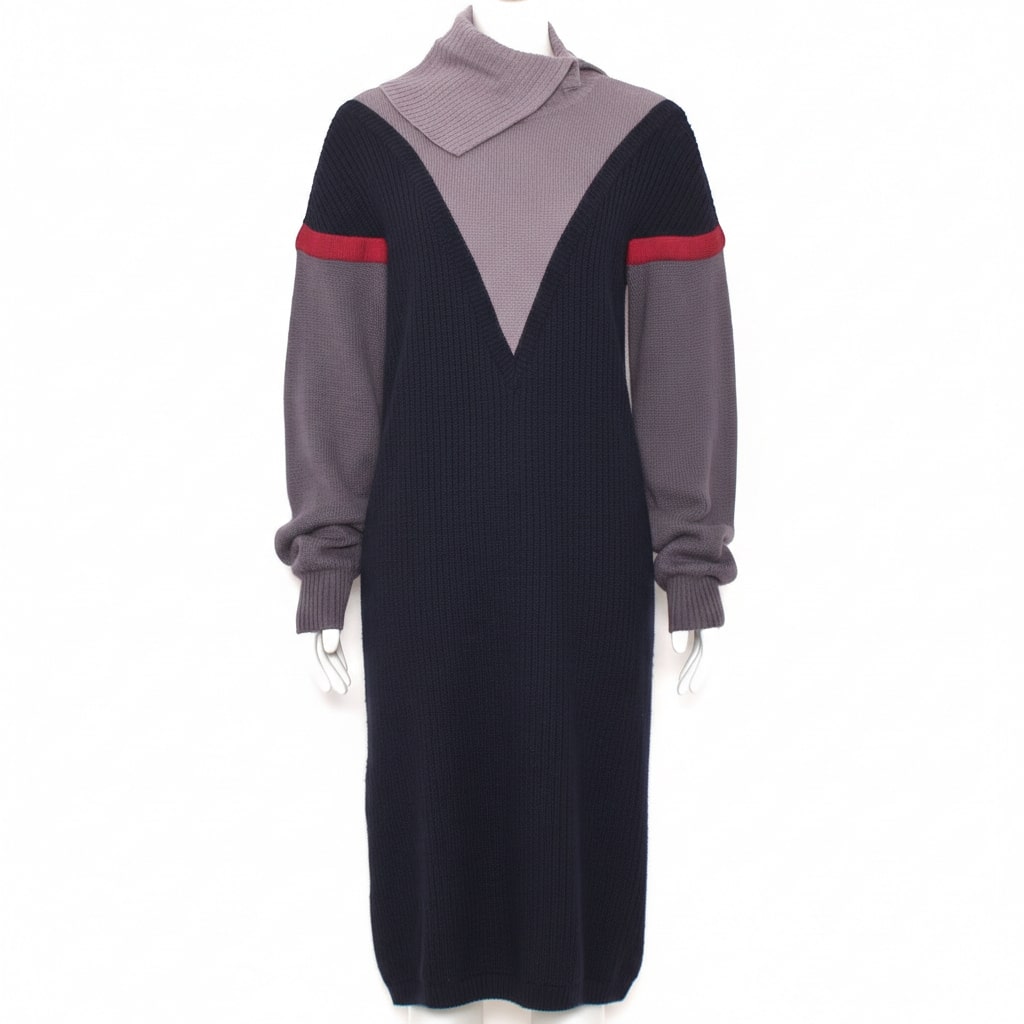 Claude Montana Fall/Winter 1981 Runway Wool Knit Sweater Dress