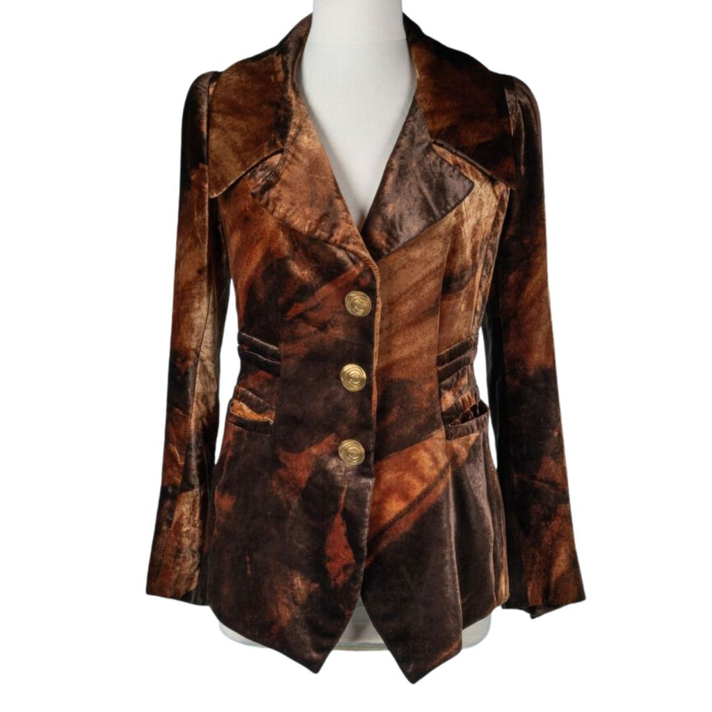 Carven Haute Couture Early 2000s Printed Velvet Jacket