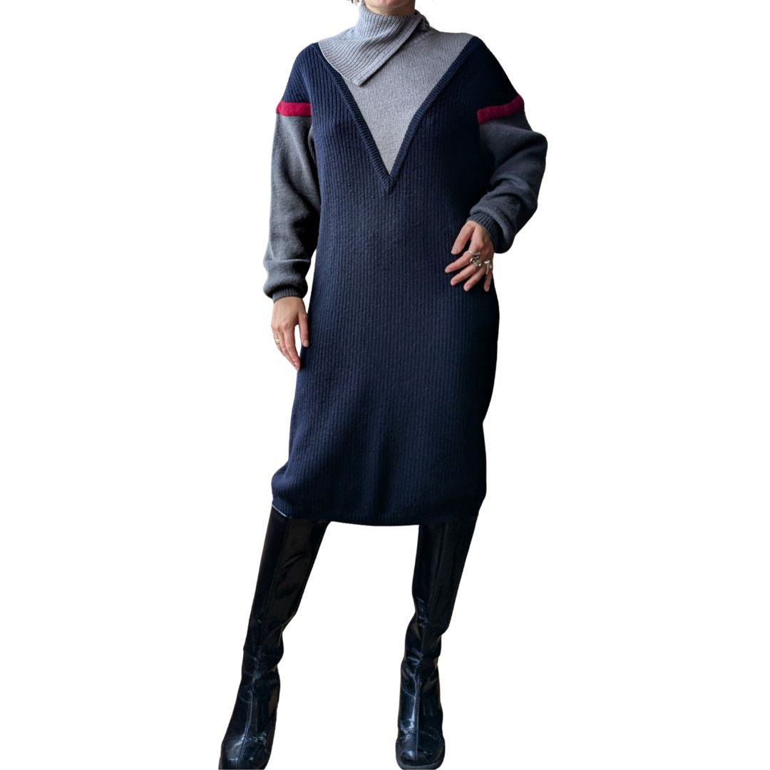 Claude Montana Fall/Winter 1981 Runway Wool Knit Sweater Dress