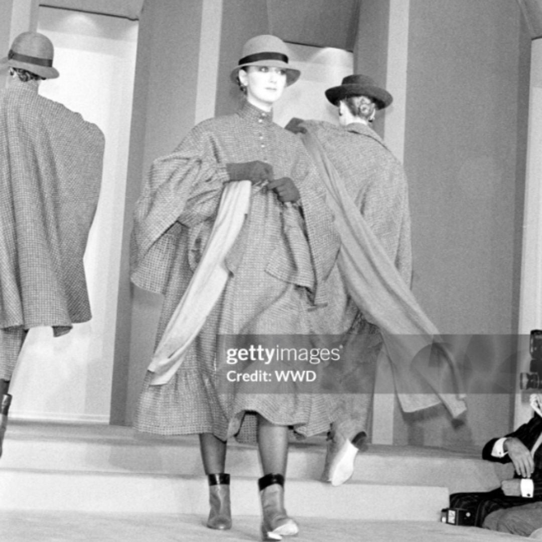 Lanvin Paris Circa 1981 Long Wool Cape — Muted Olive Green