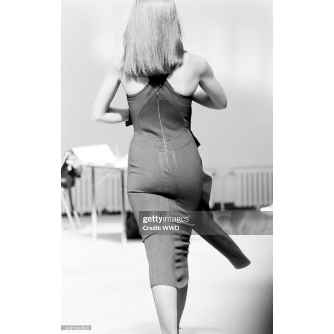 Azzedine Alaïa Circa Spring 1993 Black Wool & Carbon Fiber Pencil Skirt
