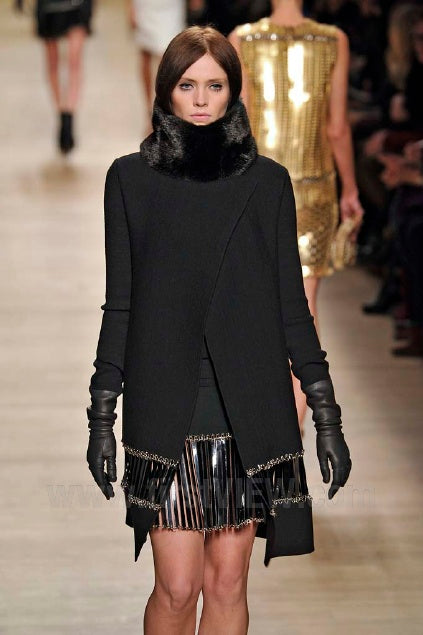 Paco Rabanne by Manish Arora Fall/Winter 2012 Runway Leather Fringe Skirt — Look 35
